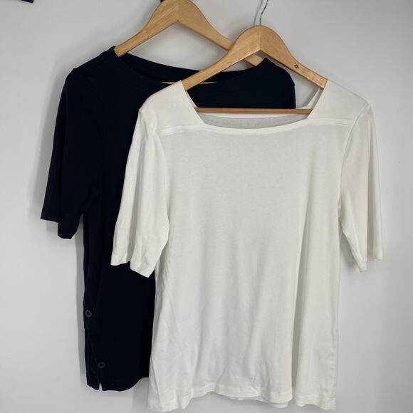 Chico’s The Ultimate Tee Bundle Women’s Large Black & White Pima Cotton Classic - Picture 1 of 13
